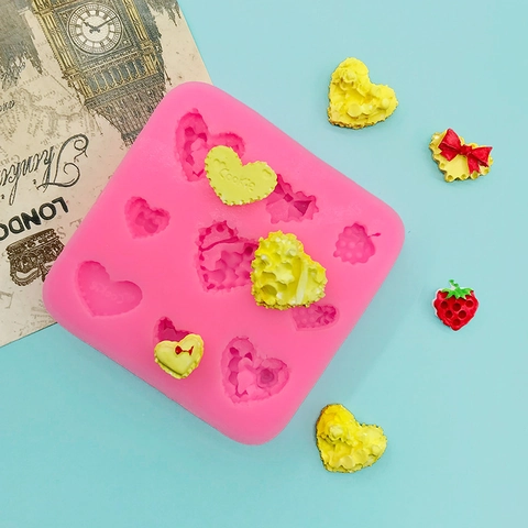 Cookie Heart Strawberry Bow Silicone Mold For Chocolate Fondant Cake Decorating Plaster DIY Handmade Baking Craft Mold