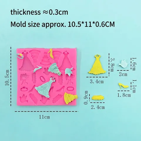 Bruiloft Thema Siliconen Vorm Jurk Ring Hoge Hakken Vogel Vorm DIY Fondant Chocolade Taart Decoreren Bakken Tool
