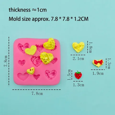 Cookie Heart Strawberry Bow Silicone Mold For Chocolate Fondant Cake Decorating Plaster DIY Handmade Baking Craft Mold