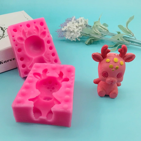 3D Sika-Hirsch Silikonform Für DIY Kuchen Fondant Schokolade Gips Harz Handwerk Süße Rentierform Dekorative Backwerkzeug