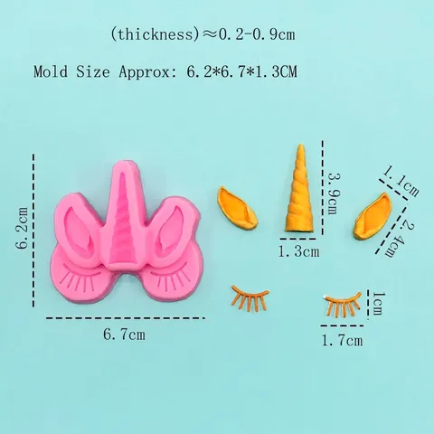 Einhorn Horn Ohr Wimpern Silikonform Für DIY Schokolade Fondant Kuchendekoration Backwerkzeug Rosa Harz Ton Form