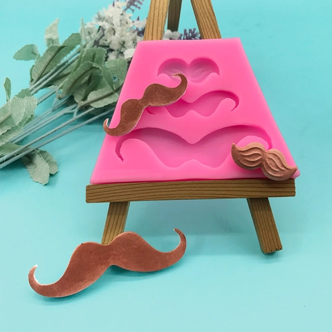3-Hohlraum Schnurrbart Silikonform Für Fondant Tortendekoration Schokolade Süßigkeiten DIY Backwerkzeug Rosa Flexible Silikonform