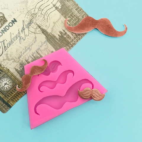 3-Hohlraum Schnurrbart Silikonform Für Fondant Tortendekoration Schokolade Süßigkeiten DIY Backwerkzeug Rosa Flexible Silikonform
