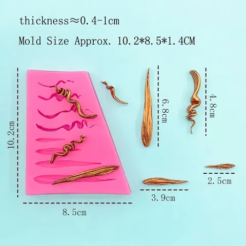 Creative Hair Fringe Styling Silicone Mold For Fondant Cake Decoration DIY Chocolate Resin Craft Liquid Fondant Baking Tool Pink