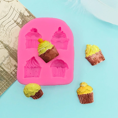 Σιλικόνη Φόρμα 4 Θέσεων για Cupcake Muffin DIY Fondant Σοκολάτα Εργαλείο Διακόσμησης Κέικ Χειροποίητο Καλούπι για Κερί