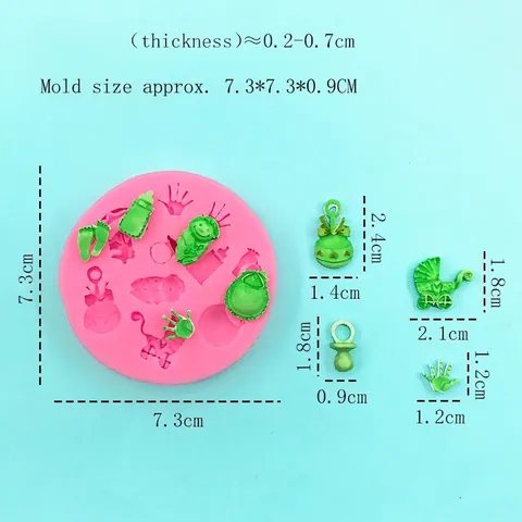 Molde de Silicona con Tema de Bebé para Decoración de Pasteles de Fondant Chocolate Forma de Cochecito Biberón Chupete Herramientas de Repostería DIY