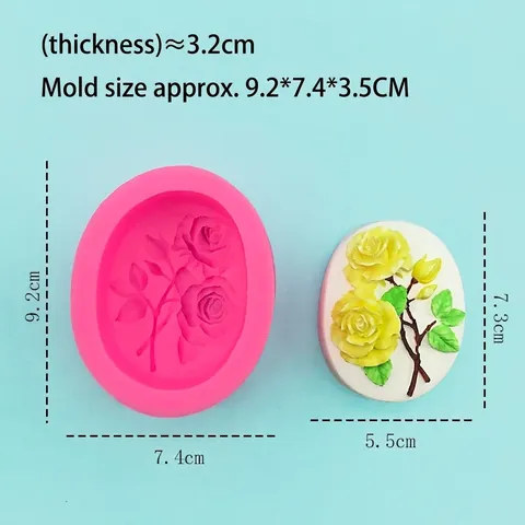 3D Rose Blumenstrauß Silikon Kuchenform DIY Backwerkzeug Für Schokolade Fondant Ton Seifenherstellung Rosa Oval Relief Form