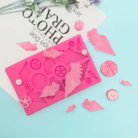 DIY Flügel Zahnrad Silikonform Für Schokolade Fondant Kuchendekoration Steampunk Stil Backwerkzeug Handgemachtes Handwerk Rosa