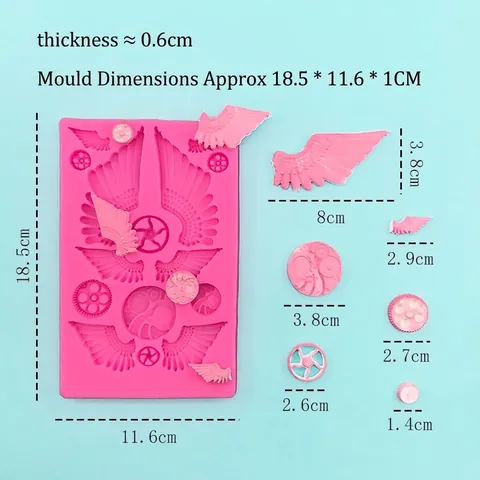 DIY Flügel Zahnrad Silikonform Für Schokolade Fondant Kuchendekoration Steampunk Stil Backwerkzeug Handgemachtes Handwerk Rosa