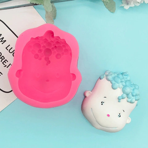 3D Baby Junge Gesicht Silikonform Für Fondant Schokolade Handgemachte Seife DIY Backwerkzeug Rosa Kreative Kuchenform