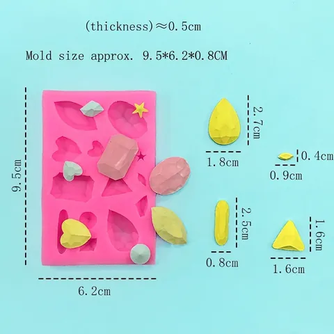 DIY Edelstein Form Silikonform Multi Geometrisch Herz Wassertropfen Fondant Kuchenform Für DIY Harz Handwerk Backen Dekoration