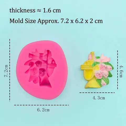 Musikinstrument Trompete Rose Blume Silikonform Für DIY Backen Fondant Kuchen Schokolade Harz Gips Dekorieren Rosa Form