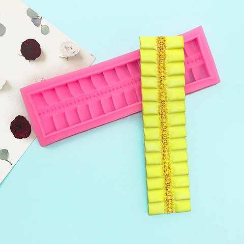 Flexible Lange Streifen Spitze Rand Silikonform Für Fondant Kuchen Schokolade Dekoration Backwerkzeug Rosa DIY Handwerk