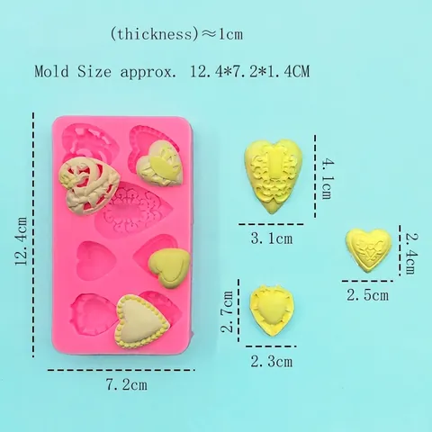 Hartvorm Reliëf Siliconen Vorm Voor DIY Chocolade Fondant Gips Zeep Kaars Handgemaakte Bakken Decoratieve Keuken Vorm Roze Dessert Koekje Knutselgereedschap