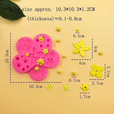 Multi-Cavity Bloemknop Siliconen Vorm Voor Taart Fondant Chocolade DIY Handwerk Bakken Decoratieve Tool Roze Bloem Vorm
