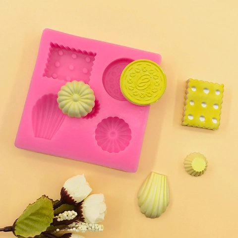 DIY Silikon Taschenkuchen Dessertform Mehrere Formen Kekse Muschel Fondant Backwerkzeuge Für Handwerk Schokolade Seife Pink