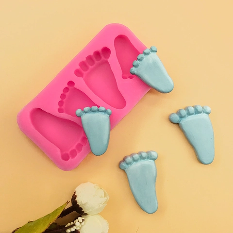 Babyvoetafdruk Siliconen Mal Voor DIY Taart Decoratie Chocolade Fondant Gips Hars Handwerk Roze Bakken Tool Accessoires