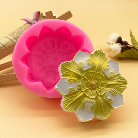Molde de Silicona de Flor de Pétalos Grandes para Jabón Artesanal Fondant Pastel Repostería Adorno de Yeso Rosa