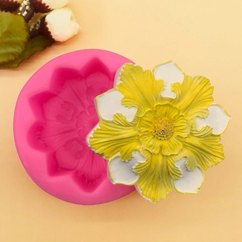 Molde de Silicona de Flor de Pétalos Grandes para Jabón Artesanal Fondant Pastel Repostería Adorno de Yeso Rosa