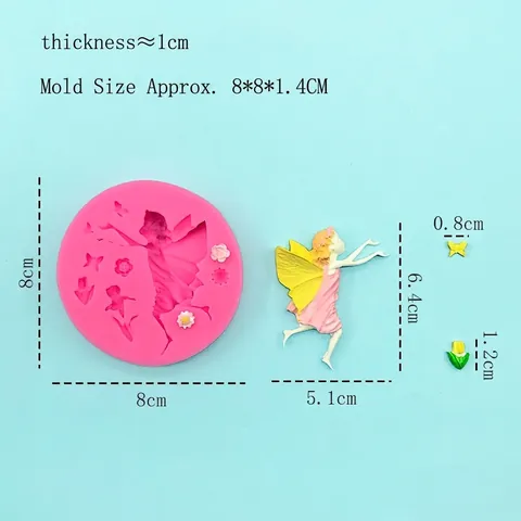 Fee Engel Bloem Vlinder Siliconen Vorm Voor DIY Taart Fondant Chocolade Zeep Epoxyhars Ambachtelijke Bakvorm Tool