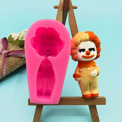 Grappige Clown Pop Siliconen Vorm Voor DIY Taart Decoratie Fondant Chocolade Bakvorm Stereoscopisch Menselijk Figuur Knutselgereedschap