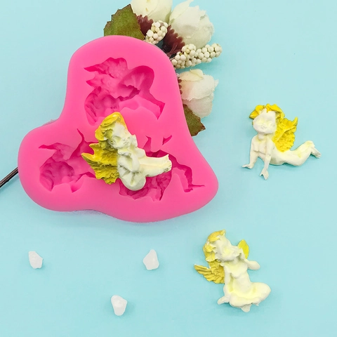 Stampo in Silicone con Ali di Angelo e Fata per Fondente Cioccolato Caramelle Decorazione Torte Fai da Te Sapone Argilla Resina Rosa