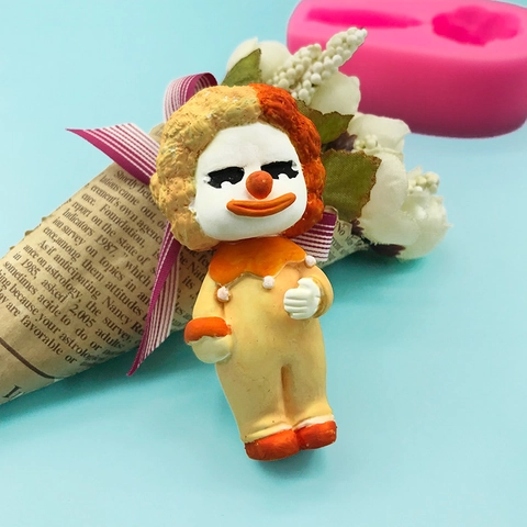 Grappige Clown Pop Siliconen Vorm Voor DIY Taart Decoratie Fondant Chocolade Bakvorm Stereoscopisch Menselijk Figuur Knutselgereedschap
