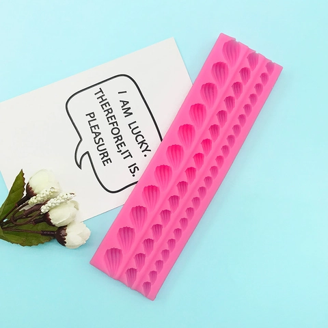 Lange Silikon Spitzenbordüre Fondant Form Blumen Wirbel Muster Tortendekoration Werkzeug Schokolade DIY Backform Rosa