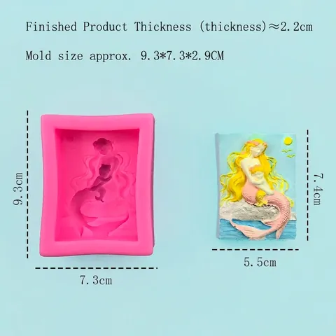 Ocean Mermaid Mother And Child Silicone Mold For DIY Handmade Soap Chocolate Cake Baking 3D Relief Mermaid Embossed Decor Craft Mold