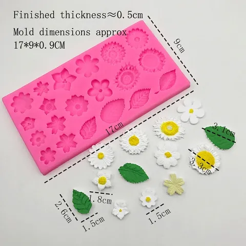 DIY Siliconen Bloem Blad Vorm Voor Fondant Taart Decoratie Gereedschap Madeliefje Zonnebloem Bakken Tool Klei Vorm