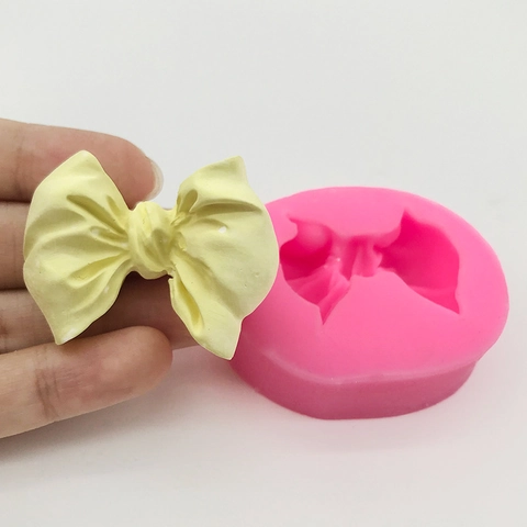 Bowknot Shaped Silicone Mold For Chocolate Fondant Cake Cookie DIY Decoration Flexible Food Grade Pink Baking Tool