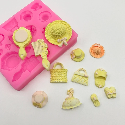 Silicone Fashion Accessory Cake Mold For Chocolate Fondant Bag Hat Umbrella Mirror Comb Shape DIY Baking Decoration Tool