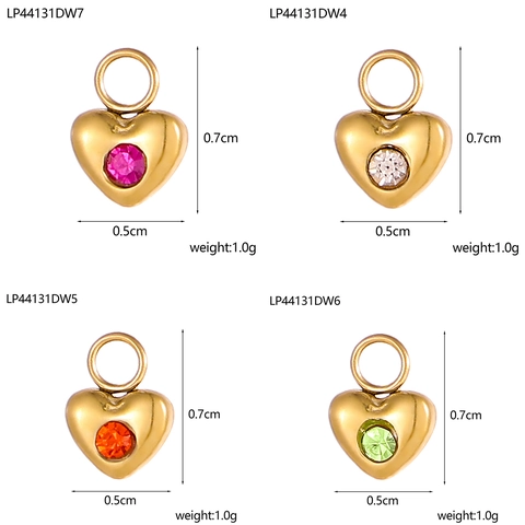 Pendentif Cœur en Acier Inoxydable Avec Zirconia Coloré Mini Breloque Cœur pour DIY Collier Bracelet Boucles d'Oreilles Bijouterie