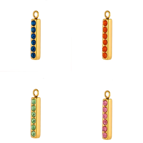 Colgante de Barra Rectangular con Incrustaciones de Diamantes de Imitación de Acero Inoxidable Solo para Accesorios de Fabricación de Joyas DIY Hallazgos de Collar de Colgante para Mujer de Moda
