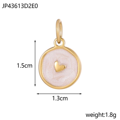 Ciondolo Geometrico in Acciaio Inossidabile per Donna Perla Artificiale Smalto Cuore Stella Lettera Accessori per Gioielli