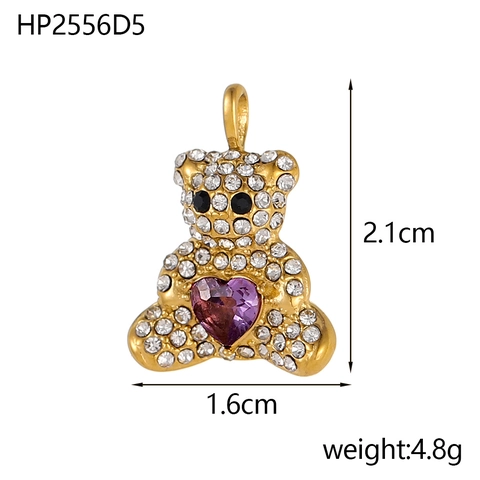 Luxury Stainless Steel Rhinestone Bear Geometric DIY Pendant Charms Gold Plated Heart Animal Fish Bone Evil Eye Mandala Flower Jewelry Making Accessories