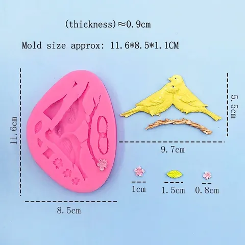 Silikon Vogel Blatt Blume Kuchenform DIY Fondant Schokolade Süßigkeiten Form Für Küche Backen Sugarcraft Dekorieren Rosa Form