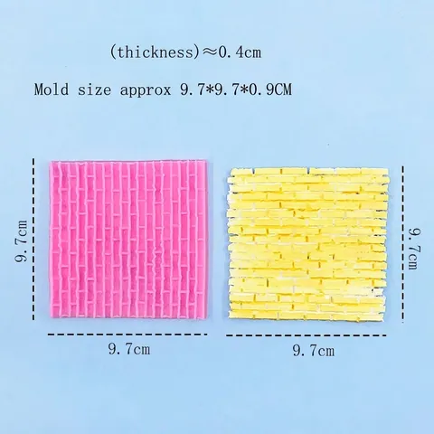Castle Brick Wall Texture Silicone Mold For Cake Fondant Chocolate Clay DIY Baking Decorating Tool Pink Square Embossed Mat