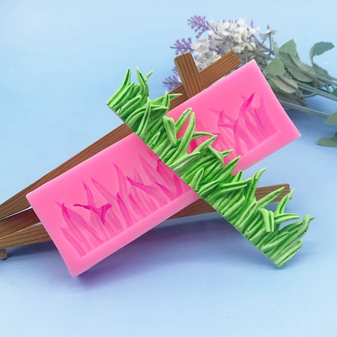 Stampo in Silicone per Torte con Motivo Erba Fondente Cioccolato Argilla Fai da Te Strumento di Decorazione Rosa Striscia Lunga Erba Foglia Texture Goffrata Stampo in Silicone