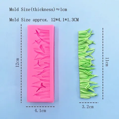 Stampo in Silicone per Torte con Motivo Erba Fondente Cioccolato Argilla Fai da Te Strumento di Decorazione Rosa Striscia Lunga Erba Foglia Texture Goffrata Stampo in Silicone