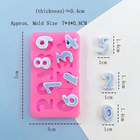 Molde de Silicona con Números 0-9 DIY Decoración de Pasteles Fondant Chocolate Galleta Herramienta de Horneado Para Yeso Resina Rosa
