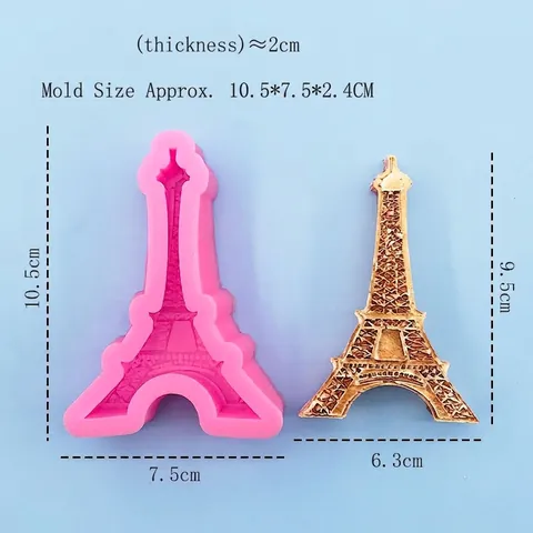 Molde de Silicona de la Torre Eiffel de París para Pasteles Fondant DIY Hornear Herramienta Decoración Jabón Vela Rosa Diseño Arquitectónico