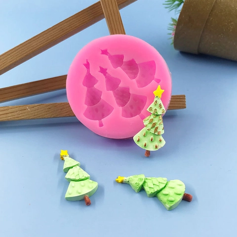 Dreifache Weihnachtsbaum Silikonform Für Fondant Kuchen Schokolade Backen DIY Gips Kerze Festliche Dekoration Werkzeug