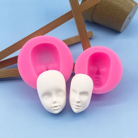 3D Human Face Silicone Mold For Cake Fondant Chocolate Plaster Candle DIY Handmade Soft Pink Flexible Resin Clay Mold