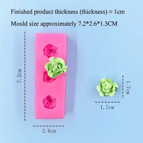 Dreifach Rosen Silikonform Rosa Rechteckig 3D Blumen Fondant Schokolade Kuchen Backform Für DIY Handgefertigte Seife Kerze