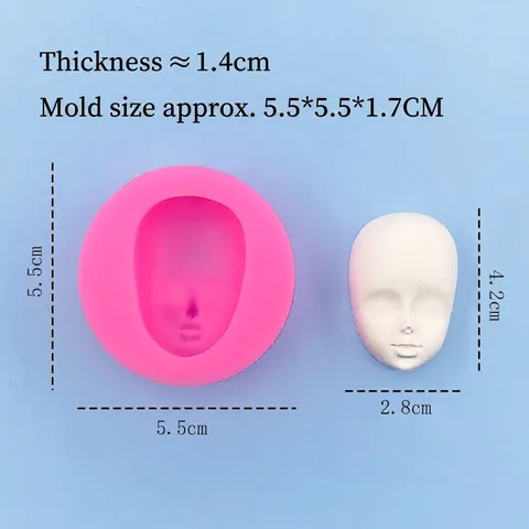 3D Human Face Silicone Mold For Cake Fondant Chocolate Plaster Candle DIY Handmade Soft Pink Flexible Resin Clay Mold