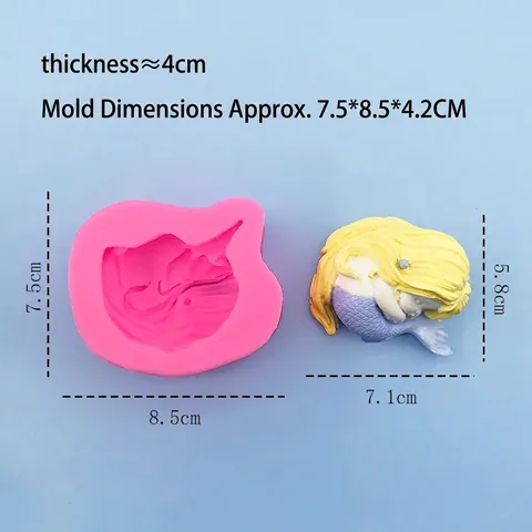 DIY Schlafende Meerjungfrau Silikonform Für Fondant Kuchen Dekoration Schokolade Seife Gips Harz Handwerk Ozean Serie Rosa Werkzeug