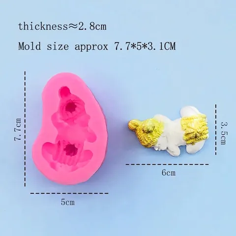 3D Sleeping Baby Silicone Mold For Fondant Chocolate Soap Candle Resin DIY Baking Tools Heat Resistant Pink Flexible Mold