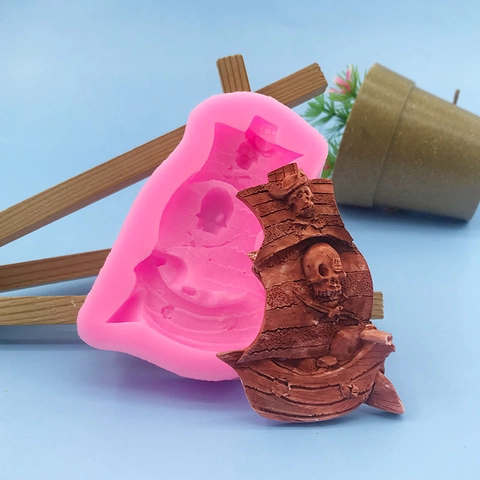 Piratenschip Schedel Siliconen Mal Voor Fondant Chocolade Snoep Taart Decoratie DIY Handwerk Zeep Kaars Hars Gereedschap