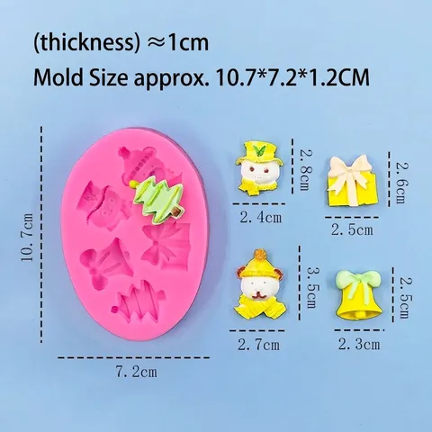 Weihnachten Silikonform Schneemann Weihnachtsbaum Bär Glocke Geschenkbox DIY Backwerkzeug Für Fondant Schokolade Kuchen Deko